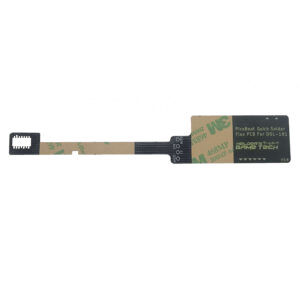 A flexible printed circuit board with adhesive backing and connectors.