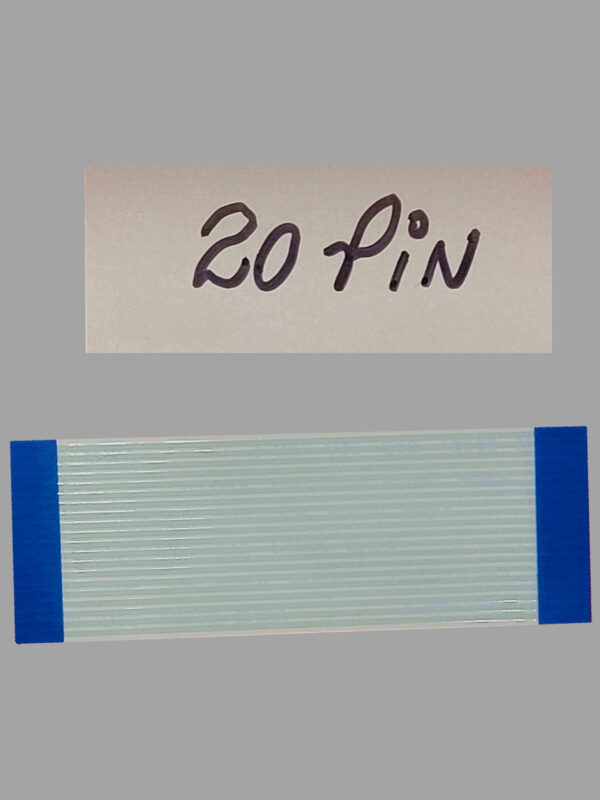 A 20-pin flat ribbon cable with blue ends.